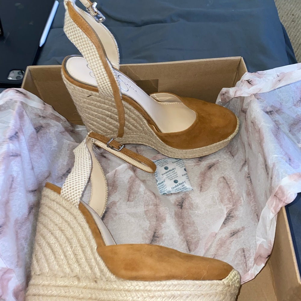 Jessica Simpson “Zestah” Artisan Brown Suede Espadrilles.